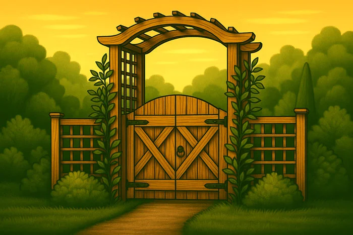 illustration of entry arbor to fence