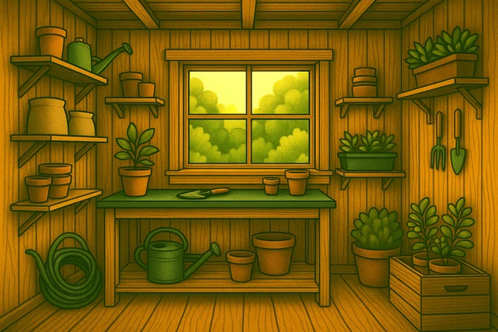 illustration of detached garden shed