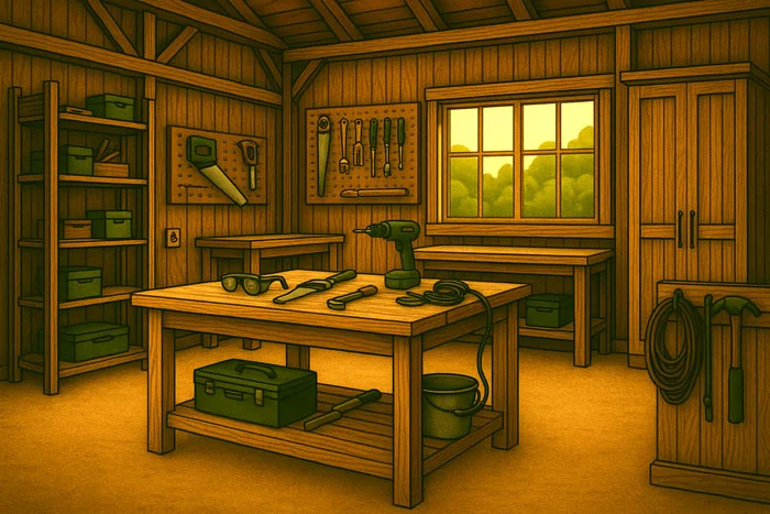 illustration of detached workshop