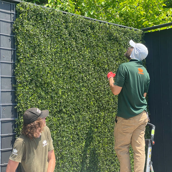 green team builders constructing a green wall in virginia