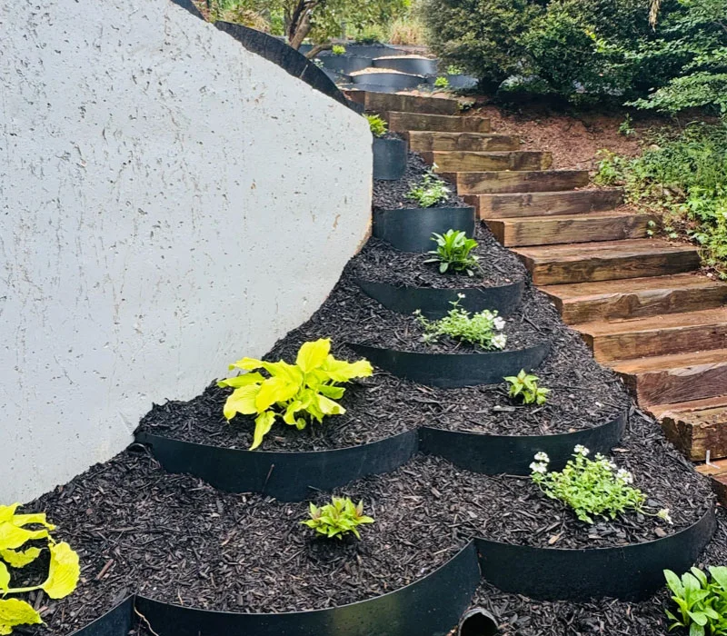 outdoor step gardens hardscaping walkway design